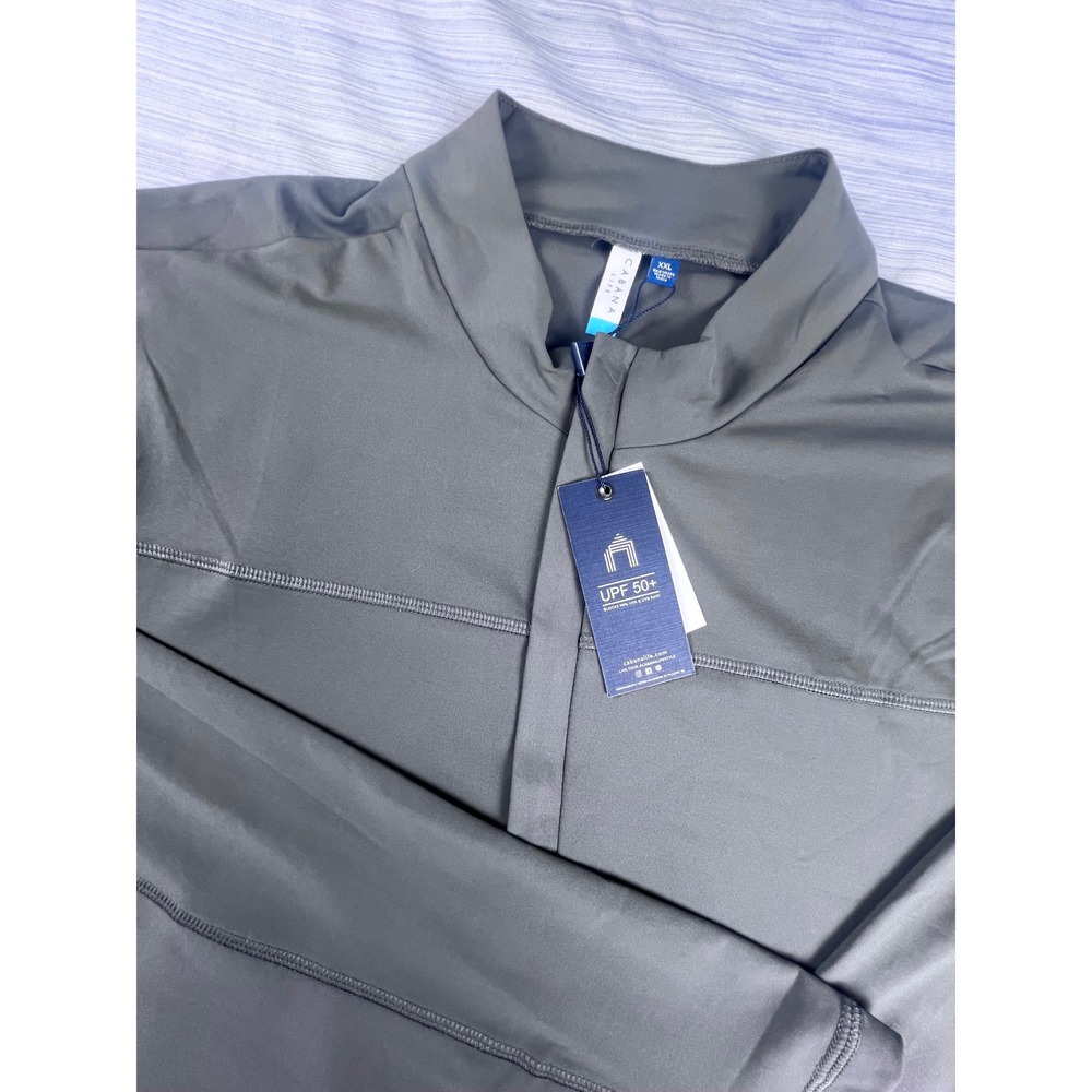 Cabana Life Men XXL Gray UPF 50+ Sun Shirt Long Sleeve Quarter Zip Rash Guard